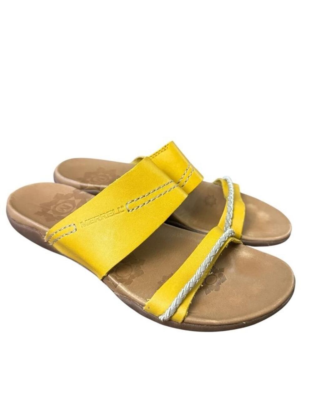 Merrell Shandra Yellow Leather Slide Sandal Women size 8